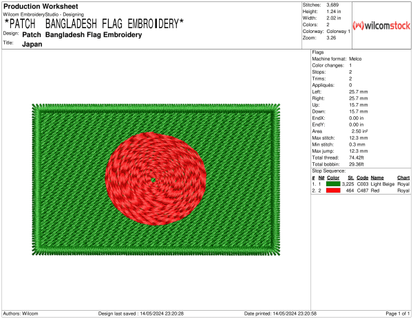 Patch  Bangladesh Flag Embroidery