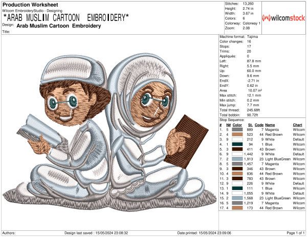 Arab Muslim Cartoon  Embroidery