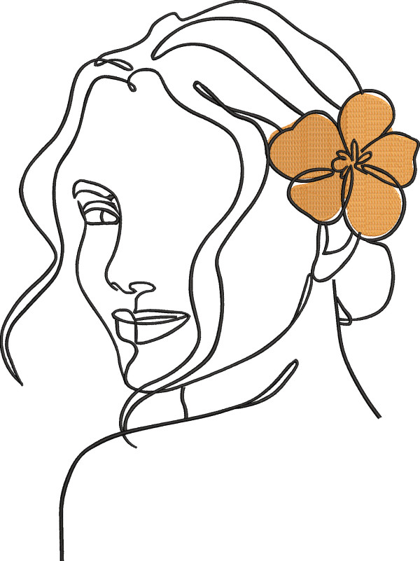 Woman Line Embroidery Design