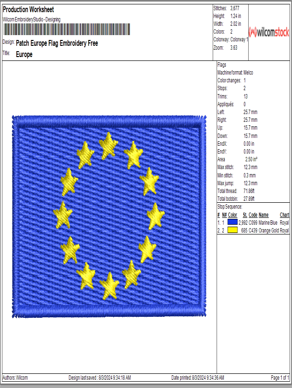 Patch Europe Flag Embroidery Free