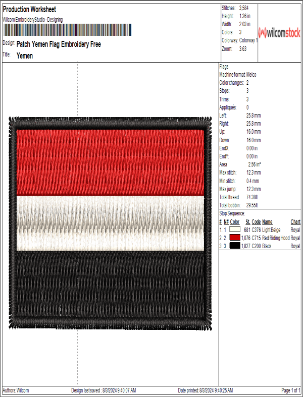 Patch Yemen Flag Embroidery Free