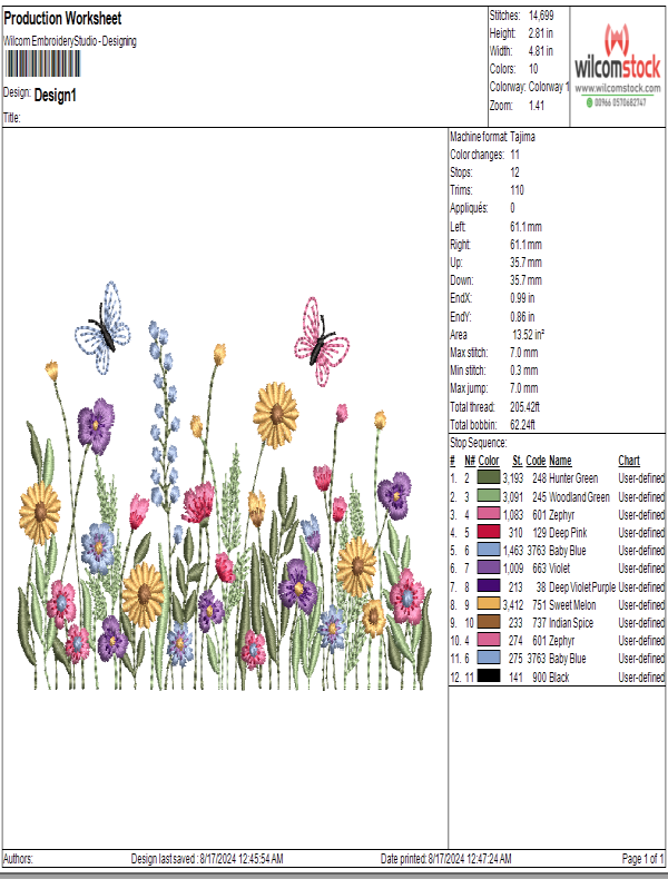 Wildflowers Embroidery Design free