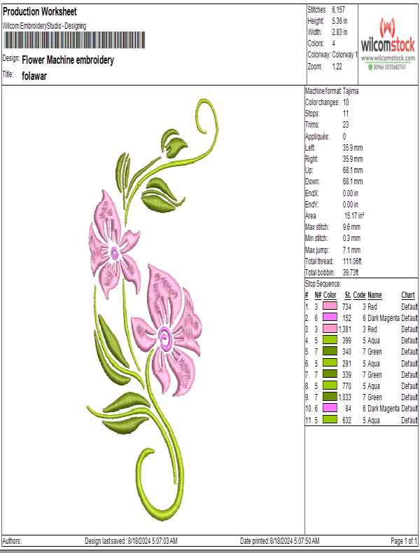 Flower Machine embroidery