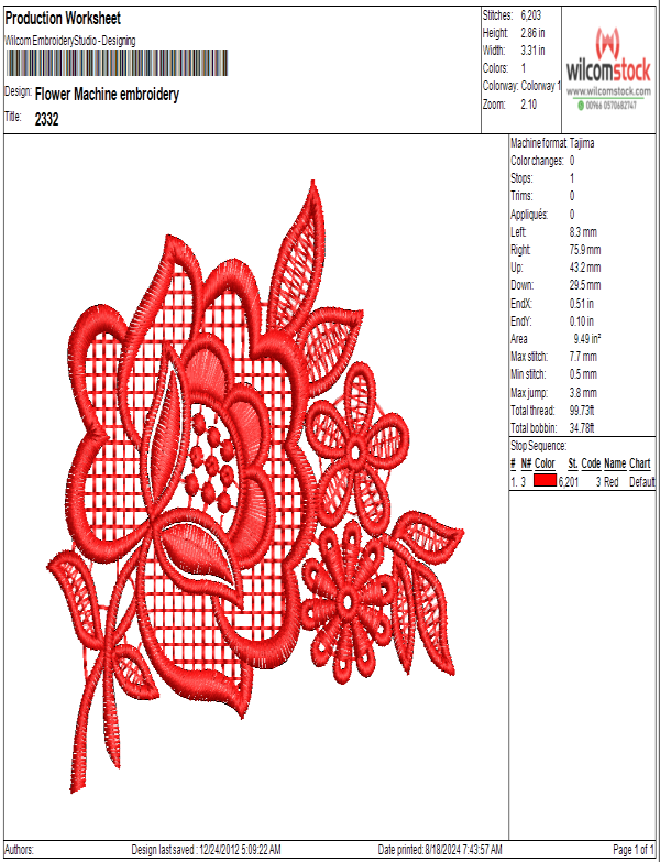 Flower Machine embroidery