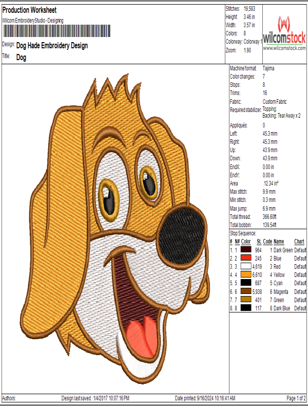 Dog Head Embroidery Design