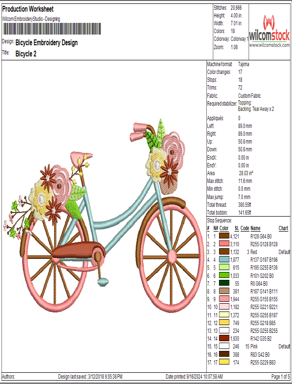 Bicycle Embroidery Design