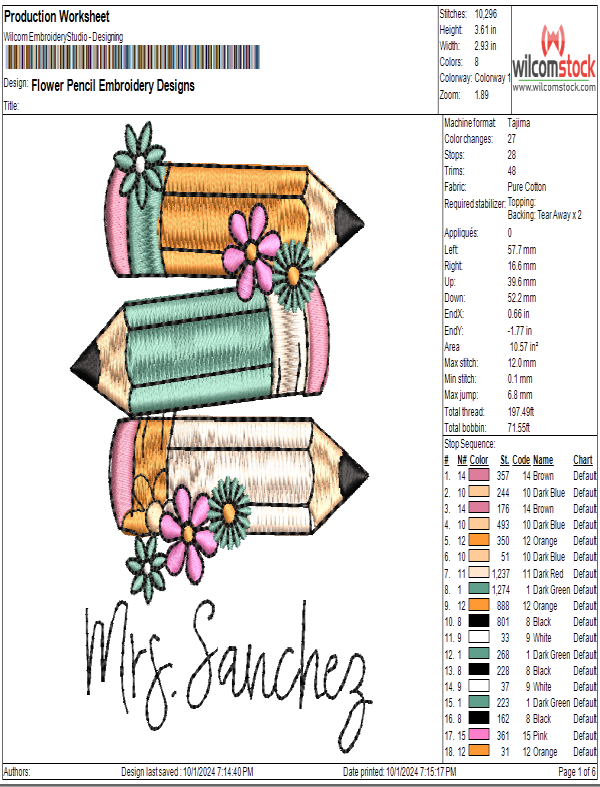 Flower Pencil Embroidery Designs