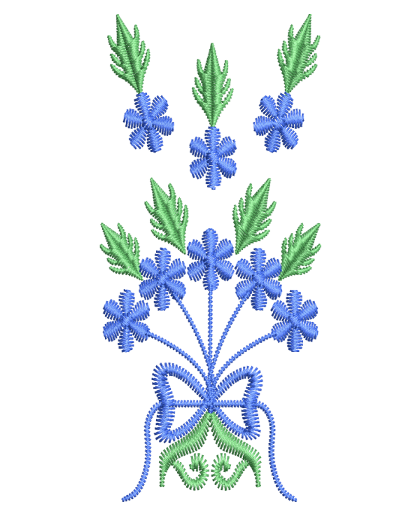 blue flowers free embroidery design