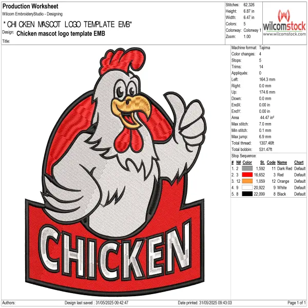 Chicken mascot logo template EMB