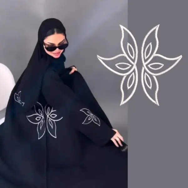 Black Abaya Embroidery Design