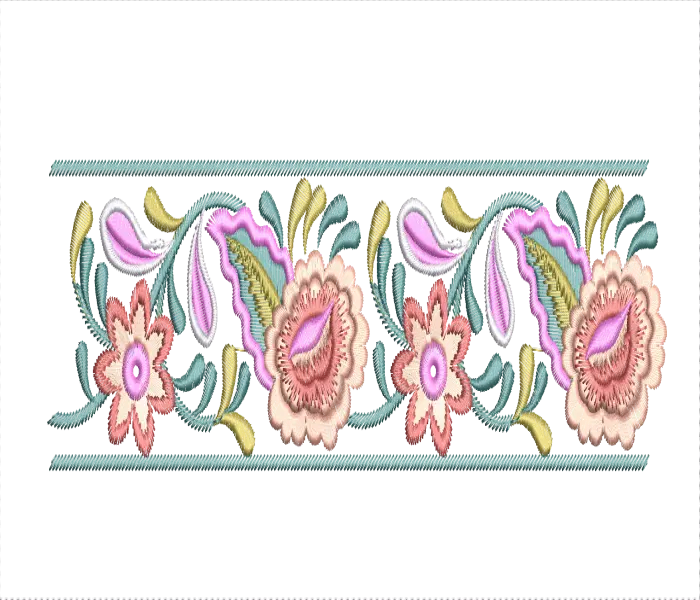 Flower EMB Design Butterfly New Lace & Saree Border Embroidery Design (Free EMB)