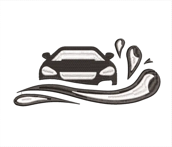 Carwash logo black and white embroidery design Free download