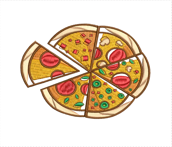 Simple Pizza for Embroidery EMB template Customize Designs