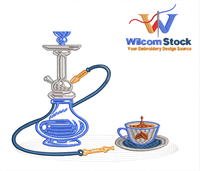 hookah and coffee cup embroidery design Free download by wilcomstock