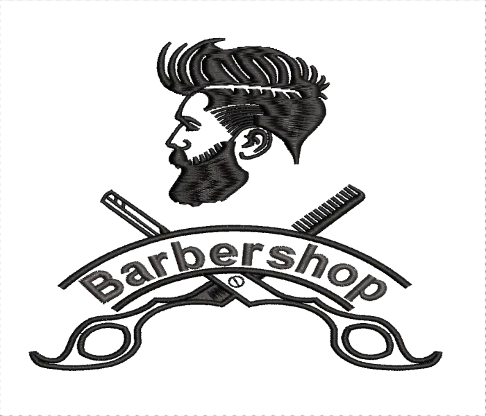Barbershop Business Logo Customize Template Embroidery Design EMB Instant Download